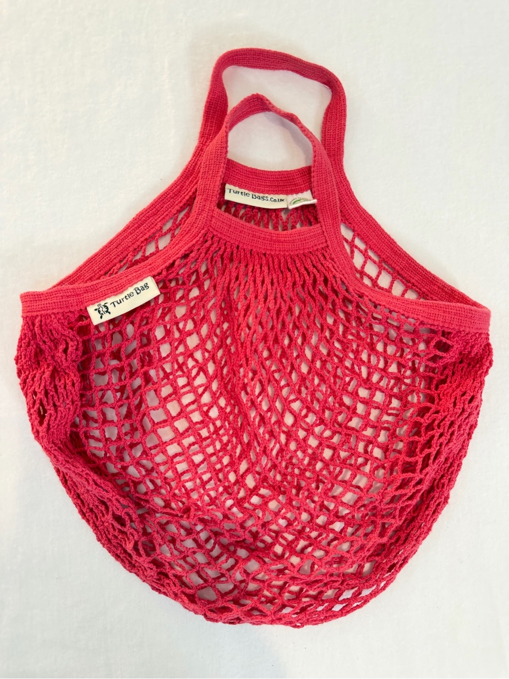 Turtle Bags UK Organic Cotton String Market Tote Bag Coral Pink OS